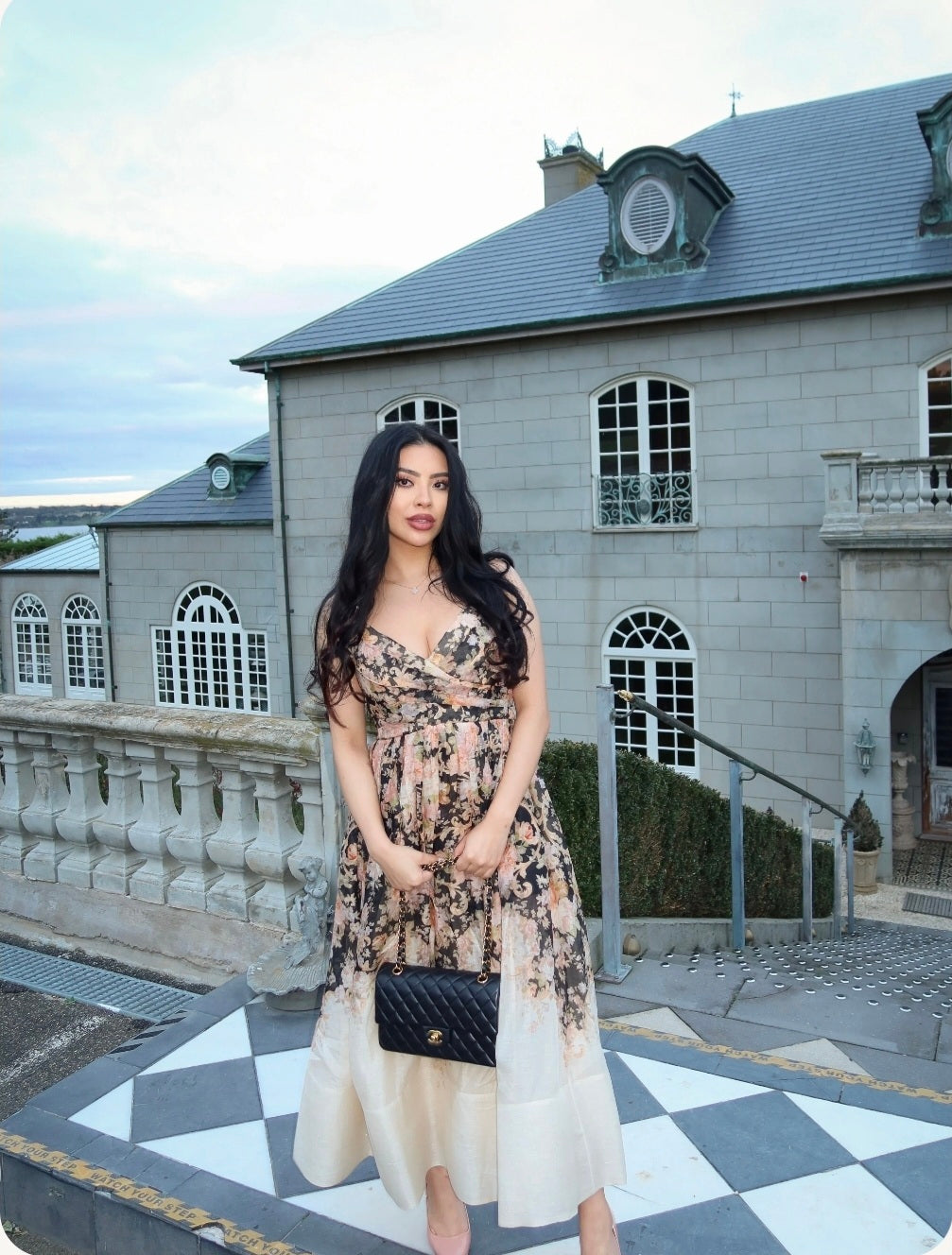 Zimmermann Illustration Midi Dress Tea Rococo Floral Size 3/AU14 by Zimmermann available for hire in Hampton East, VIC