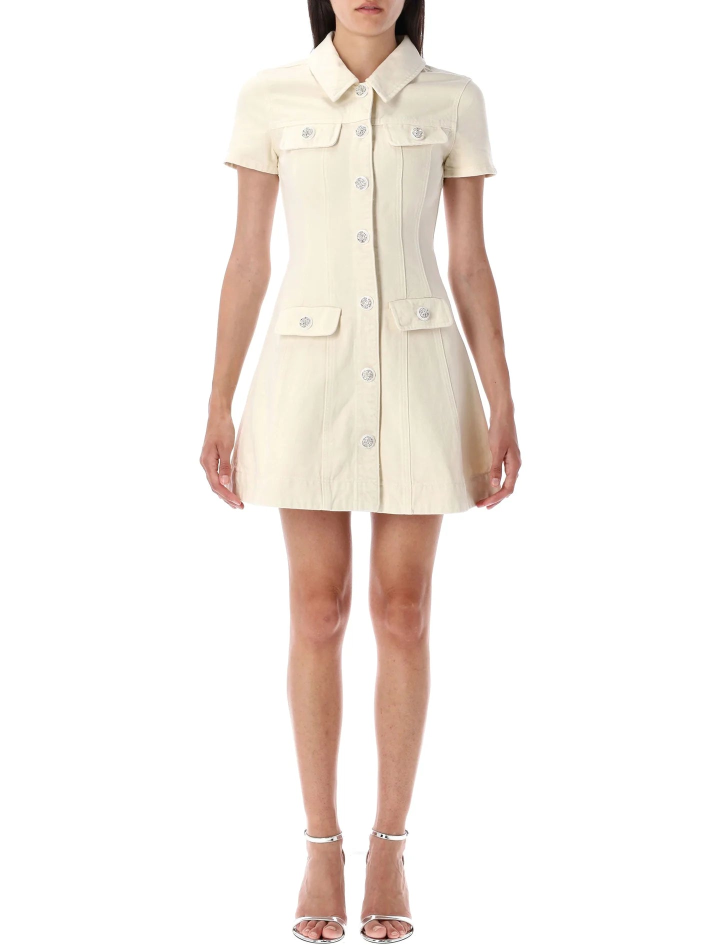 Collared denim mini dress by Self Portrait available for hire in Australia