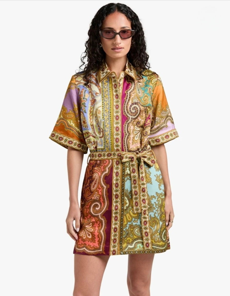 Alemais Clemenza Spliced Mini Dress Paisley Print Size 10 by Alemais available for hire in Hampton East, VIC