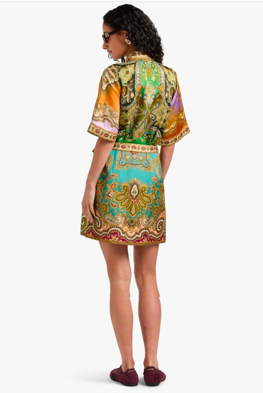 Alemais Clemenza Spliced Mini Dress Paisley Print Size 10 by Alemais available for hire in Hampton East, VIC