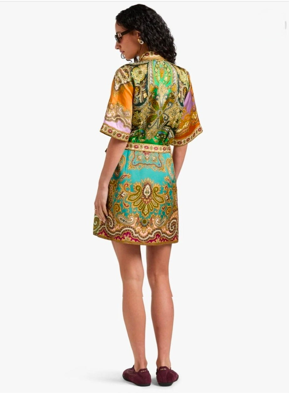Alemais Clemenza Spliced Mini Dress Paisley Print Size 10 by Alemais available for hire in Hampton East, VIC