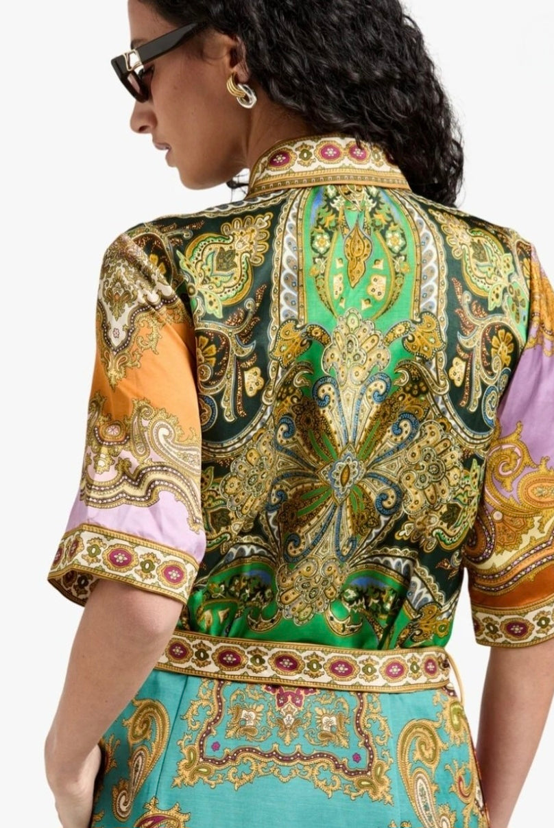 Alemais Clemenza Spliced Mini Dress Paisley Print Size 10 by Alemais available for hire in Hampton East, VIC