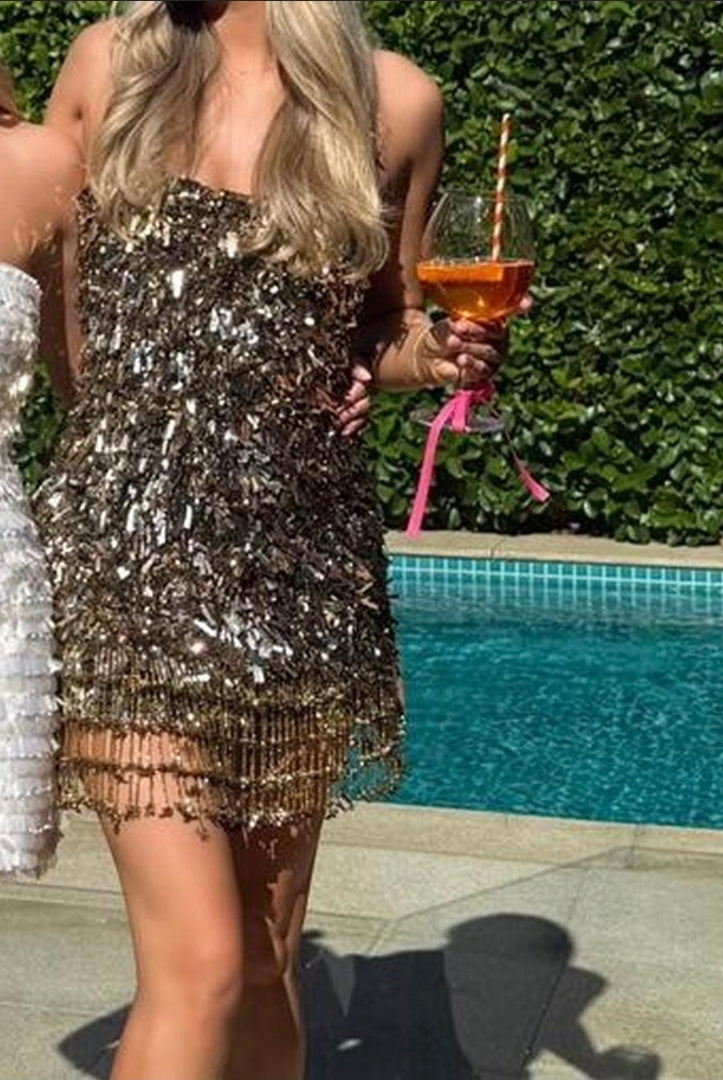 Rachel Gilbert Posie Mini Gold 1/AU8 by Rachel Gilbert available for hire in Hampton East, VIC