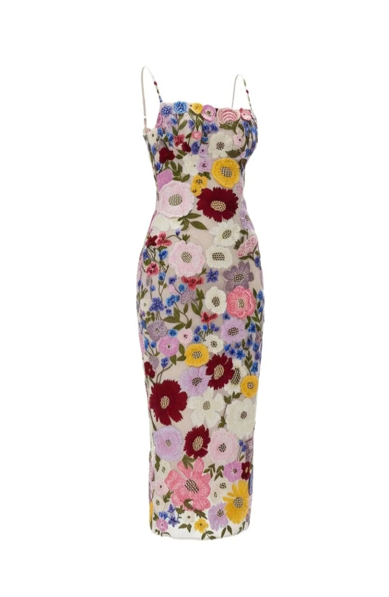 Rachel Gilbert Nya Dress Floral Size 3/AU12 by Rachel Gilbert available for hire in Hampton East, VIC