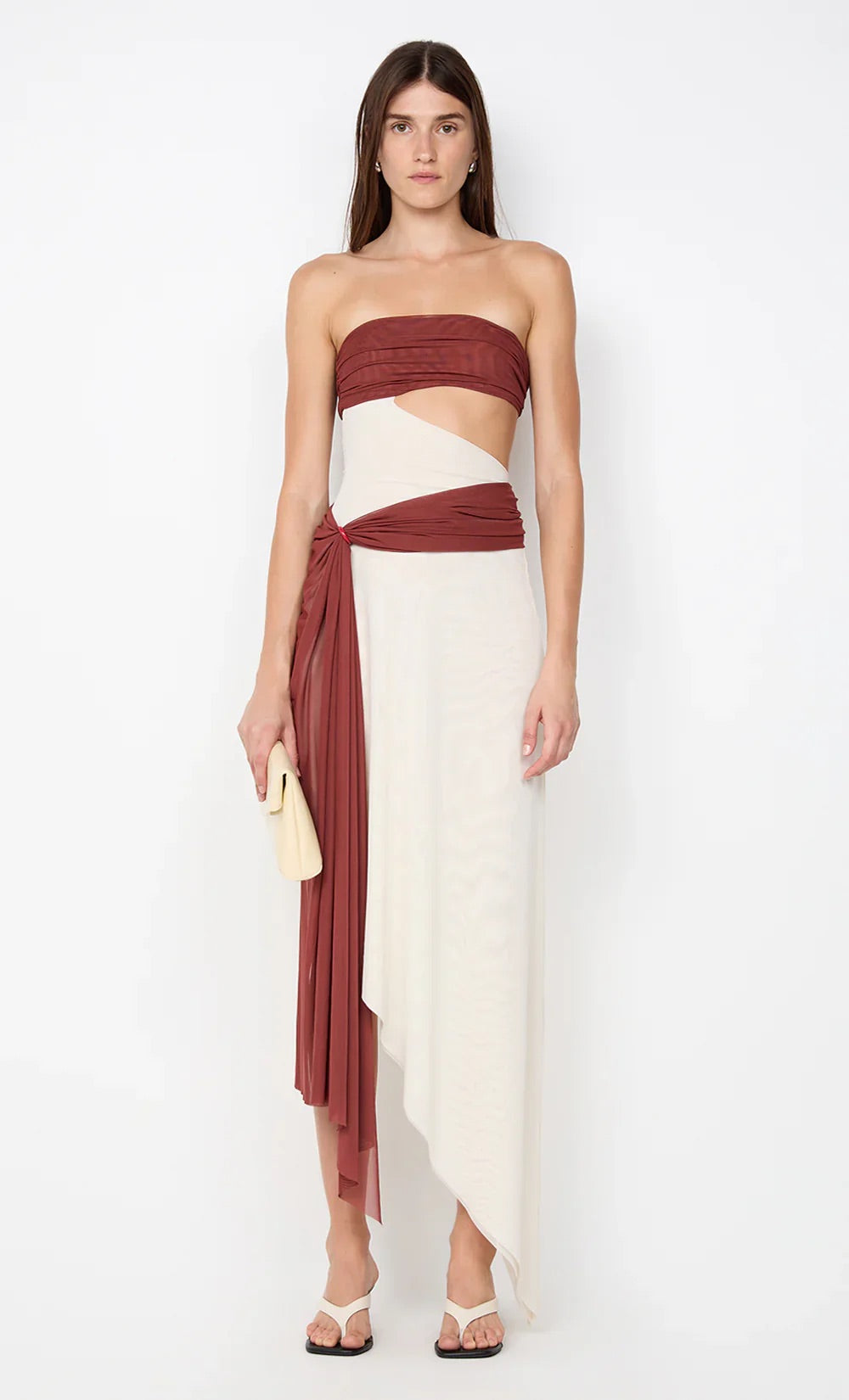 Ayla Strapless in Rust/Buttercream by Bec & Bridge available for hire in Gold Coast, QLD