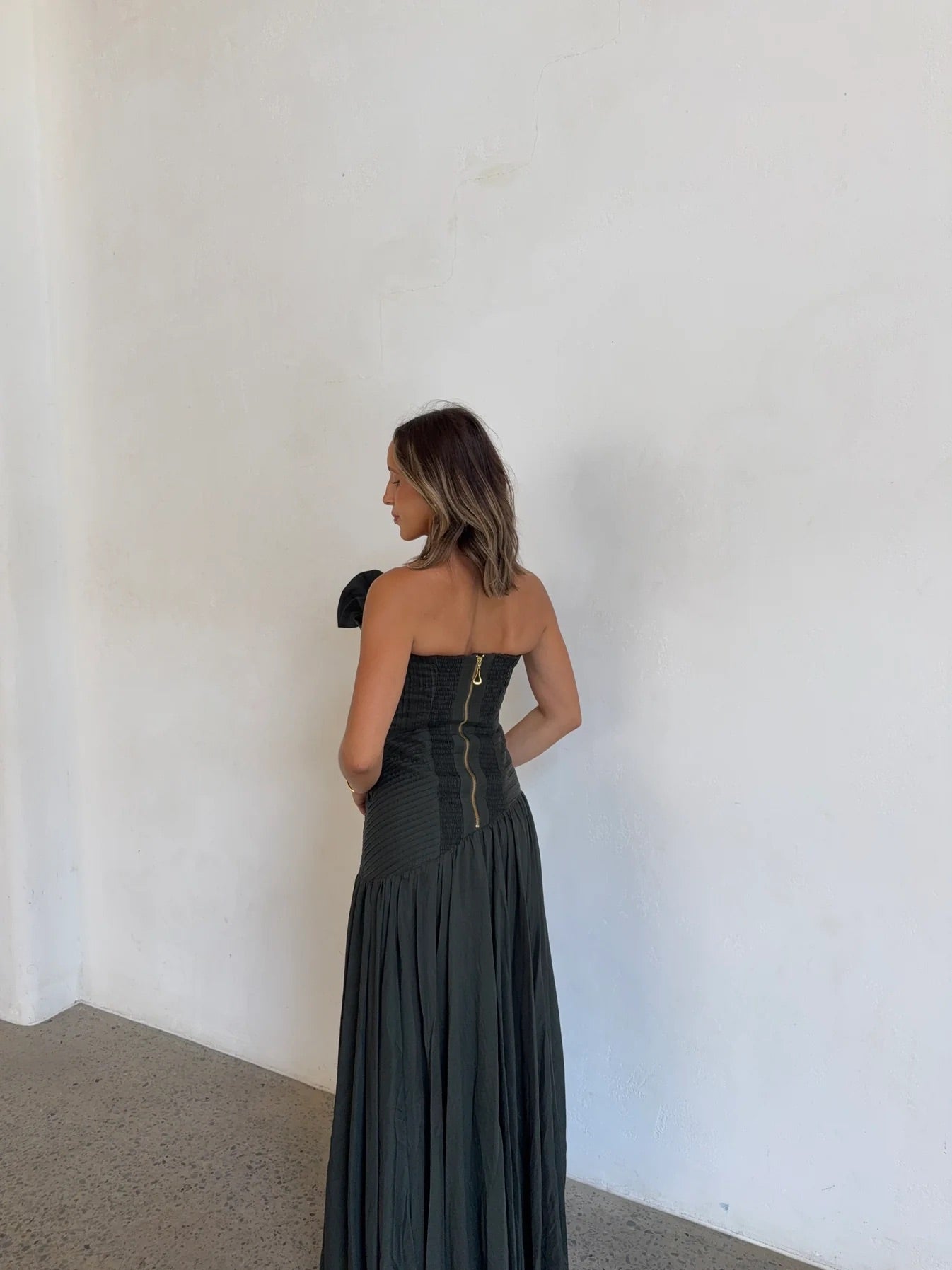 Aquiline Gown in Hunter Green by Aje available for hire in Gold Coast, QLD