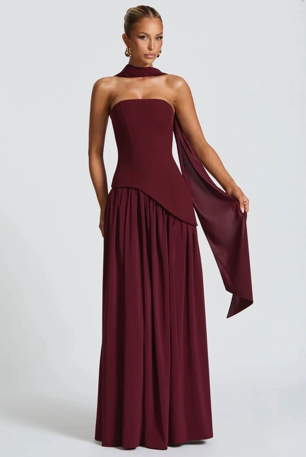 BABYBOO MALIYAH MAXI DRESS CHERRY LACQUER by Babyboo available for hire in Ivanhoe, VIC