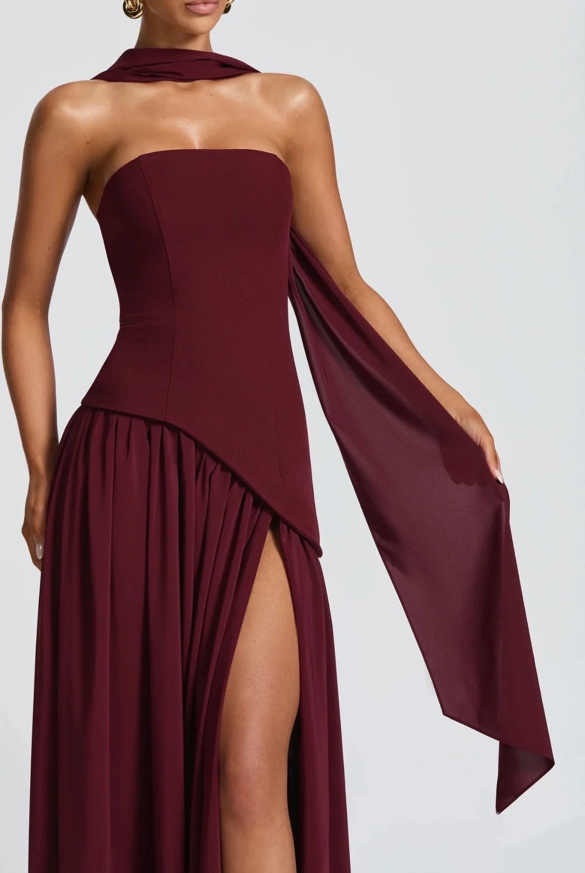 BABYBOO MALIYAH MAXI DRESS CHERRY LACQUER by Babyboo available for hire in Ivanhoe, VIC