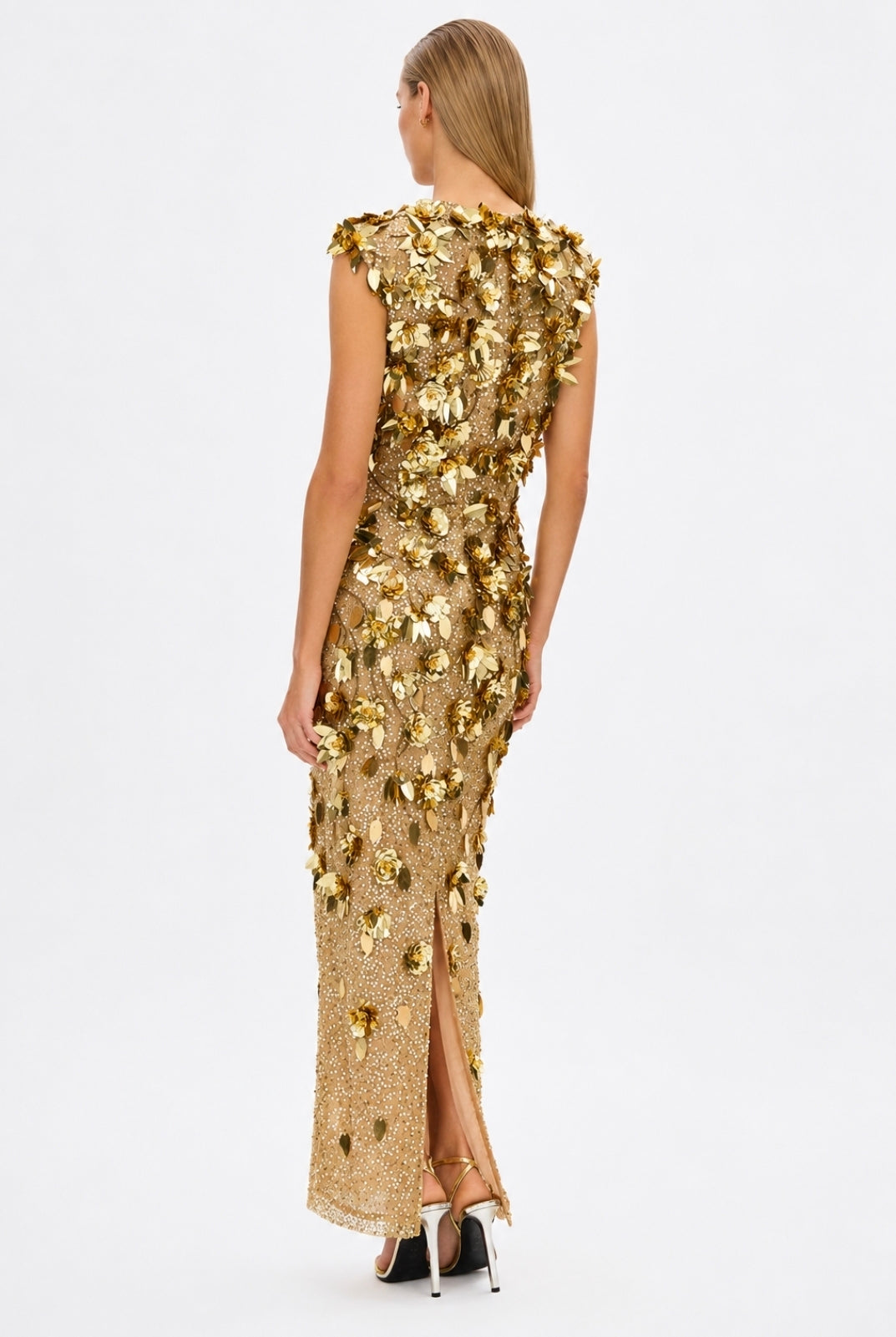 Hugo Gown Gold 3/AU12 by Rachel Gilbert available for hire in Hampton East, VIC