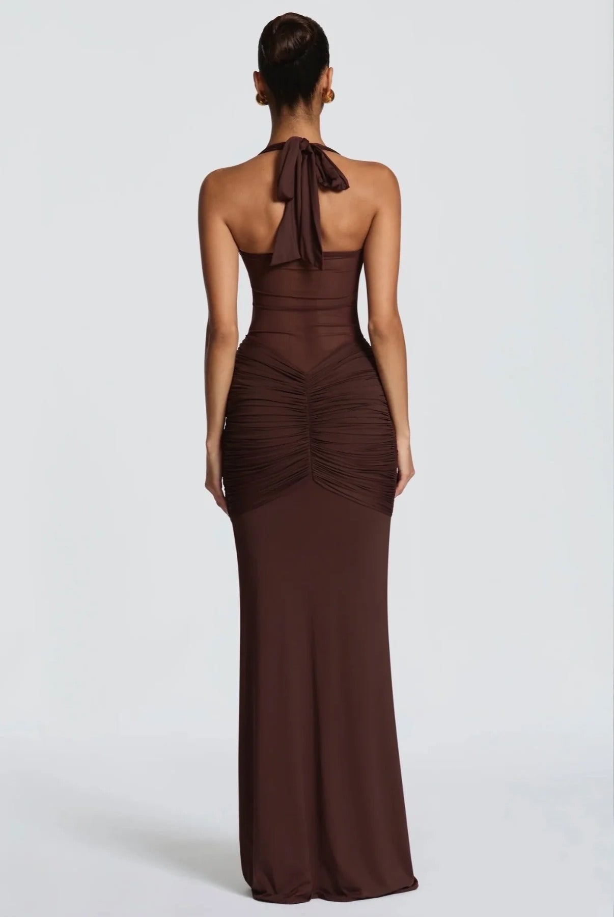VIXEN MAXI DRESS PLUM BROWN by Babyboo available for hire in Ivanhoe, VIC
