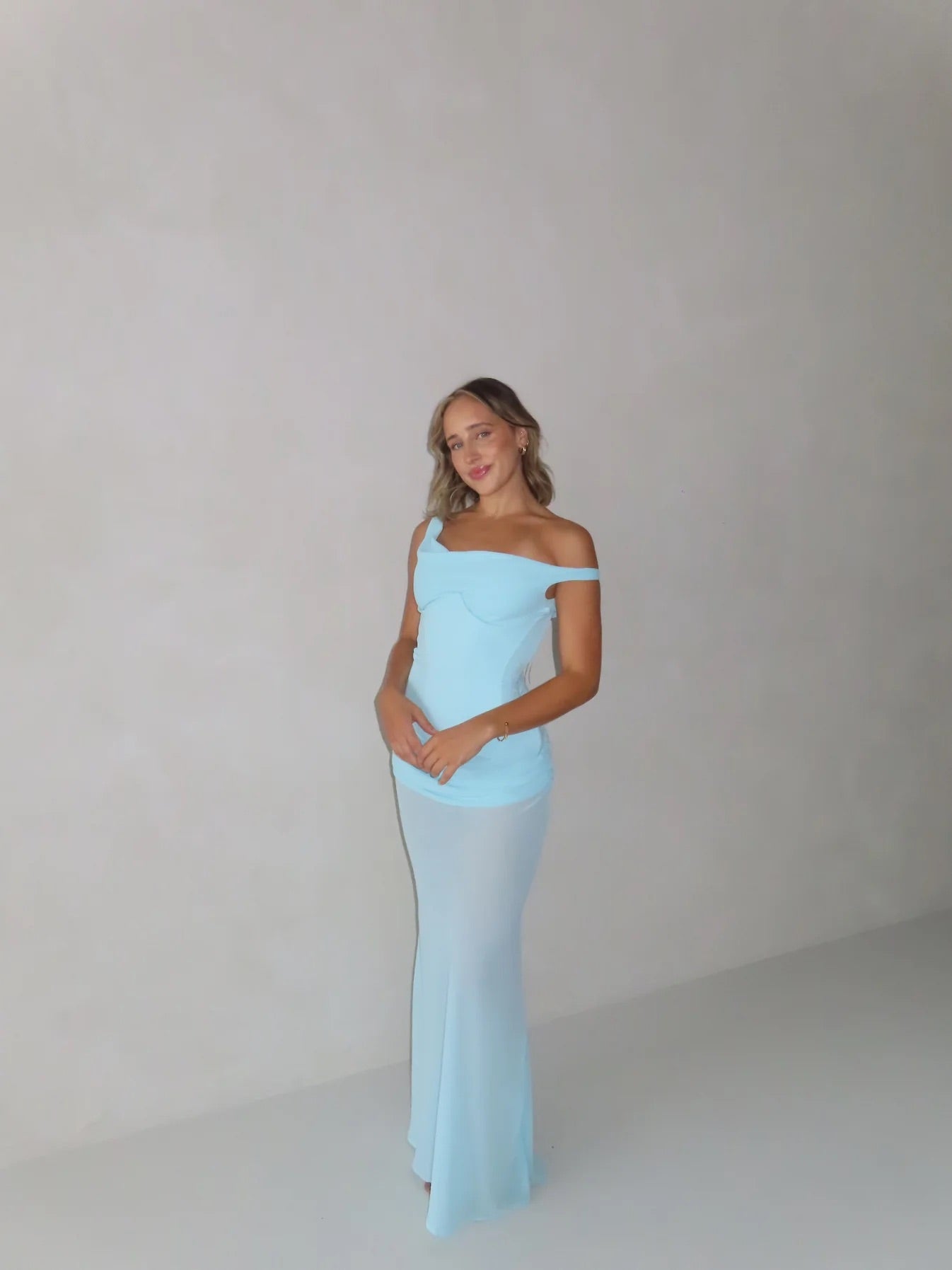 Cadence Gown in Blue by Natalie Rolt available for hire in Gold Coast, QLD