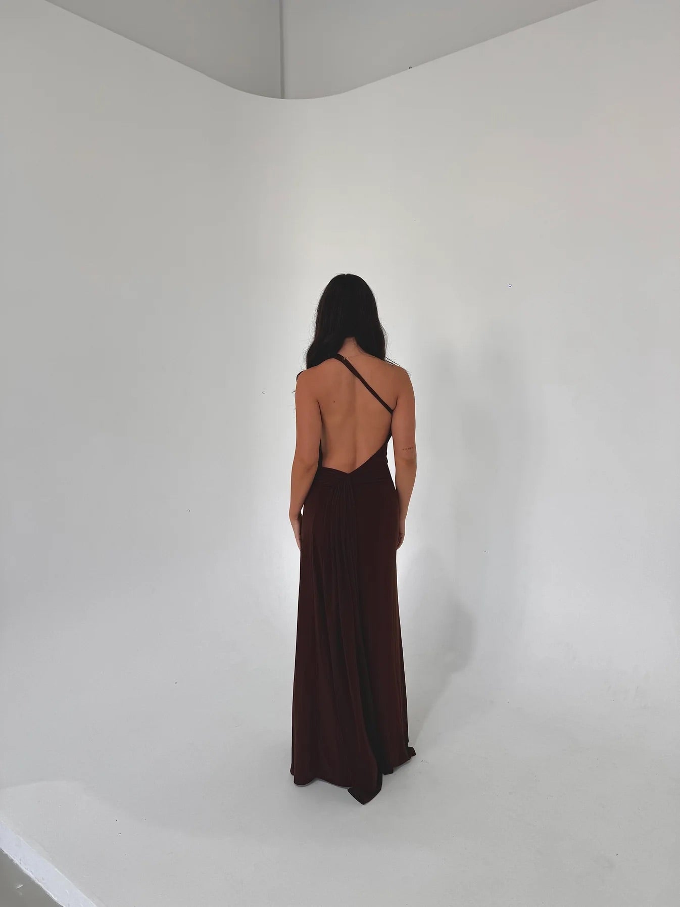 Gaia Gown in Brown by Ance Gria available for hire in Gold Coast, QLD