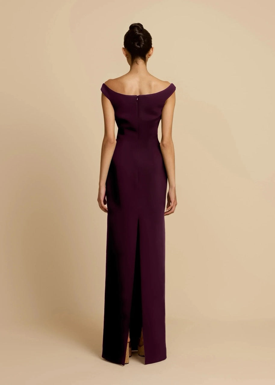 ELLERY DRESS PLUM by Arcina Ori available for hire in Ivanhoe, VIC