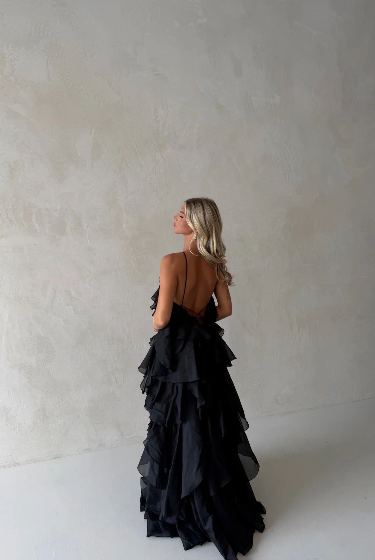 Pandorea Layered Maxi Dress In Black by Aje available for hire in Gold Coast, QLD