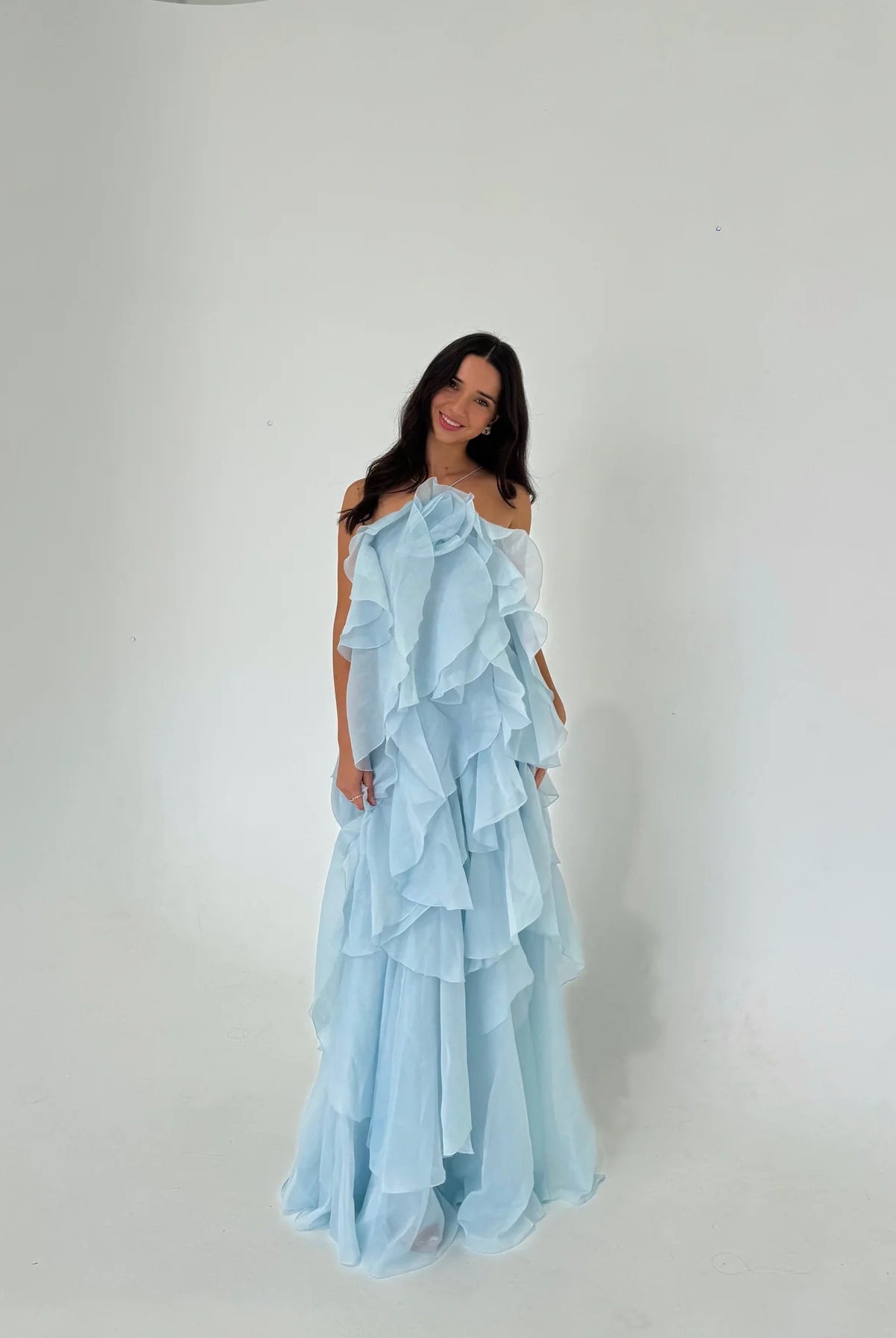 Pandorea Layered Maxi Dress In Blue by Aje available for hire in Gold Coast, QLD