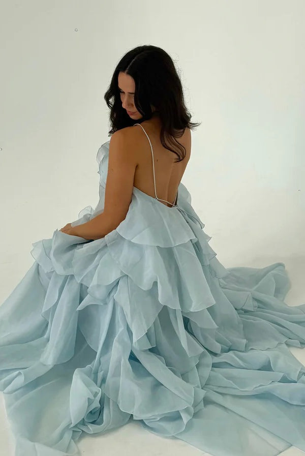 Pandorea Layered Maxi Dress In Blue by Aje available for hire in Gold Coast, QLD