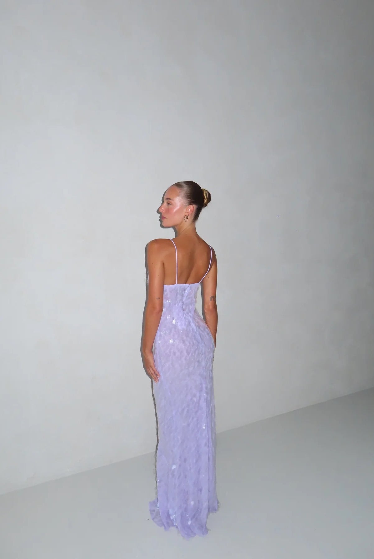 Sapphire Sequin Dress in Lilac by Misha Collection available for hire in Gold Coast, QLD