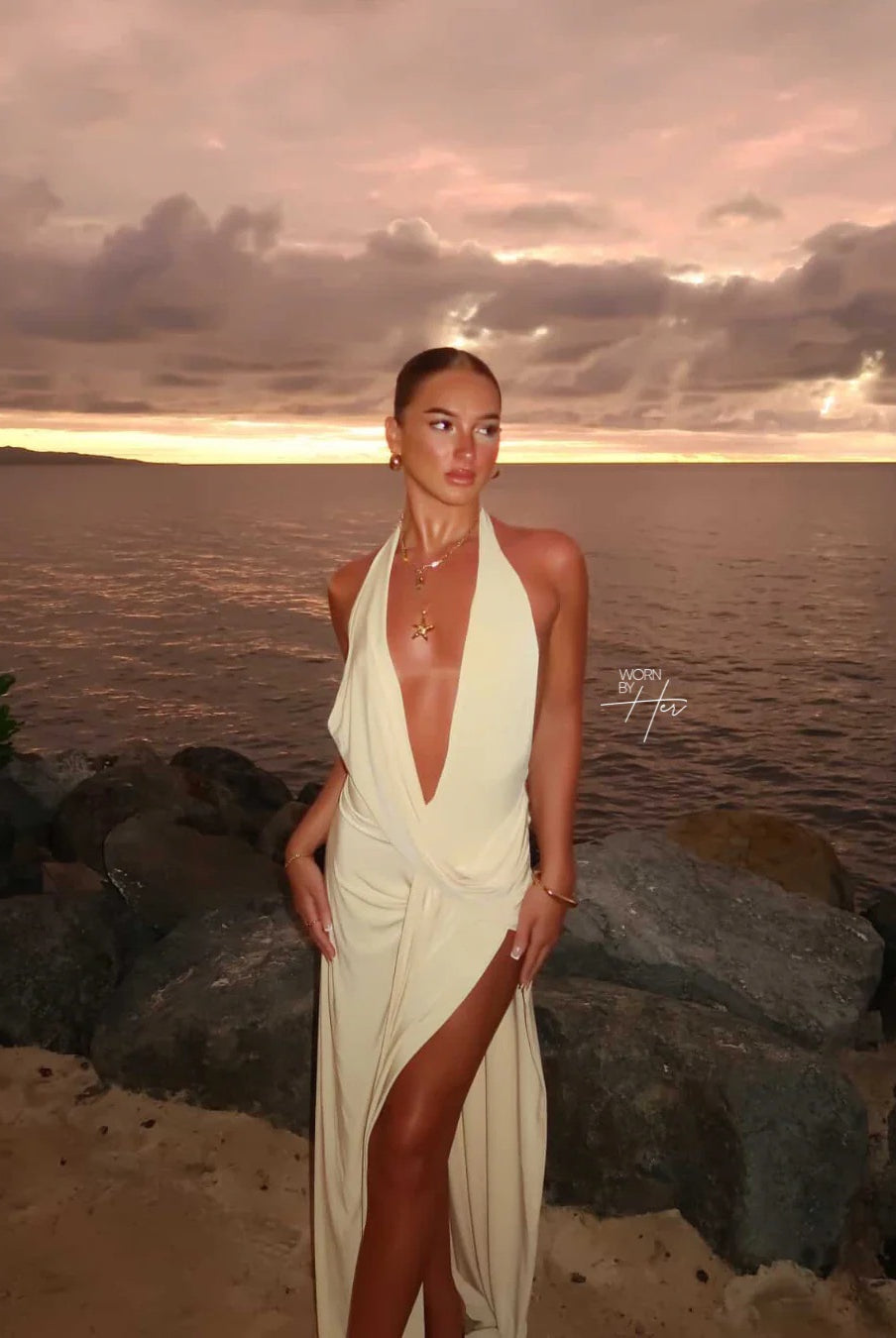 Winona Gown in Lemon by Natalie Rolt available for hire in Gold Coast, QLD