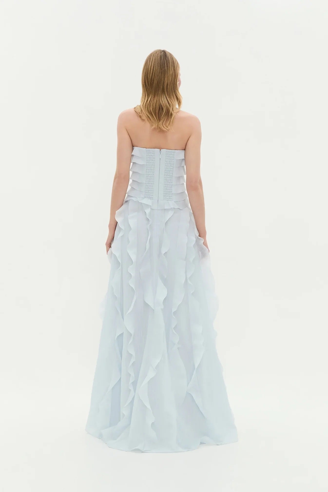 Allairie Gown in Pastel Blue by Aje available for hire in Gold Coast, QLD