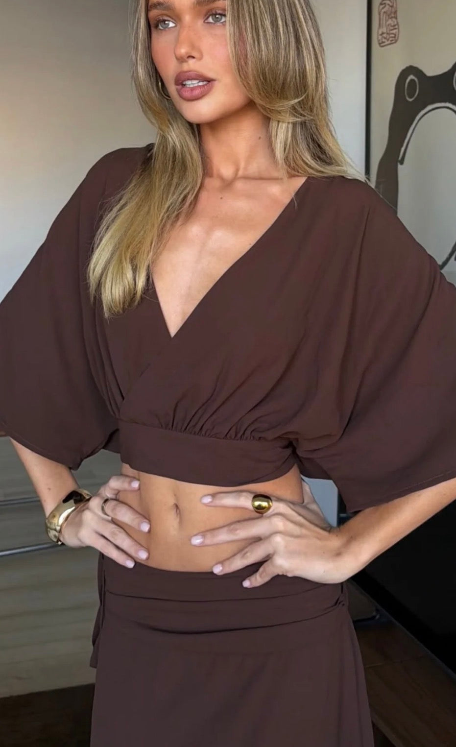 Ivy Mae myla top and Delilah maxi skirt by Ivy Mae collection available for hire in Tanilba bay , NSW