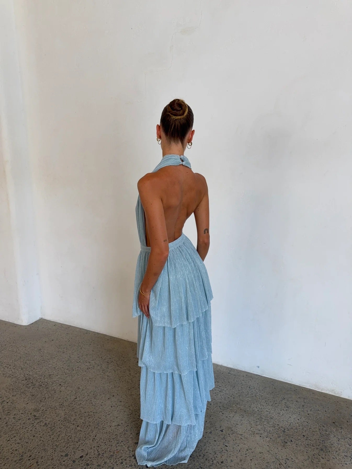 Nammos Gown in Glacier Moonlight by L'idee available for hire in Gold Coast, QLD