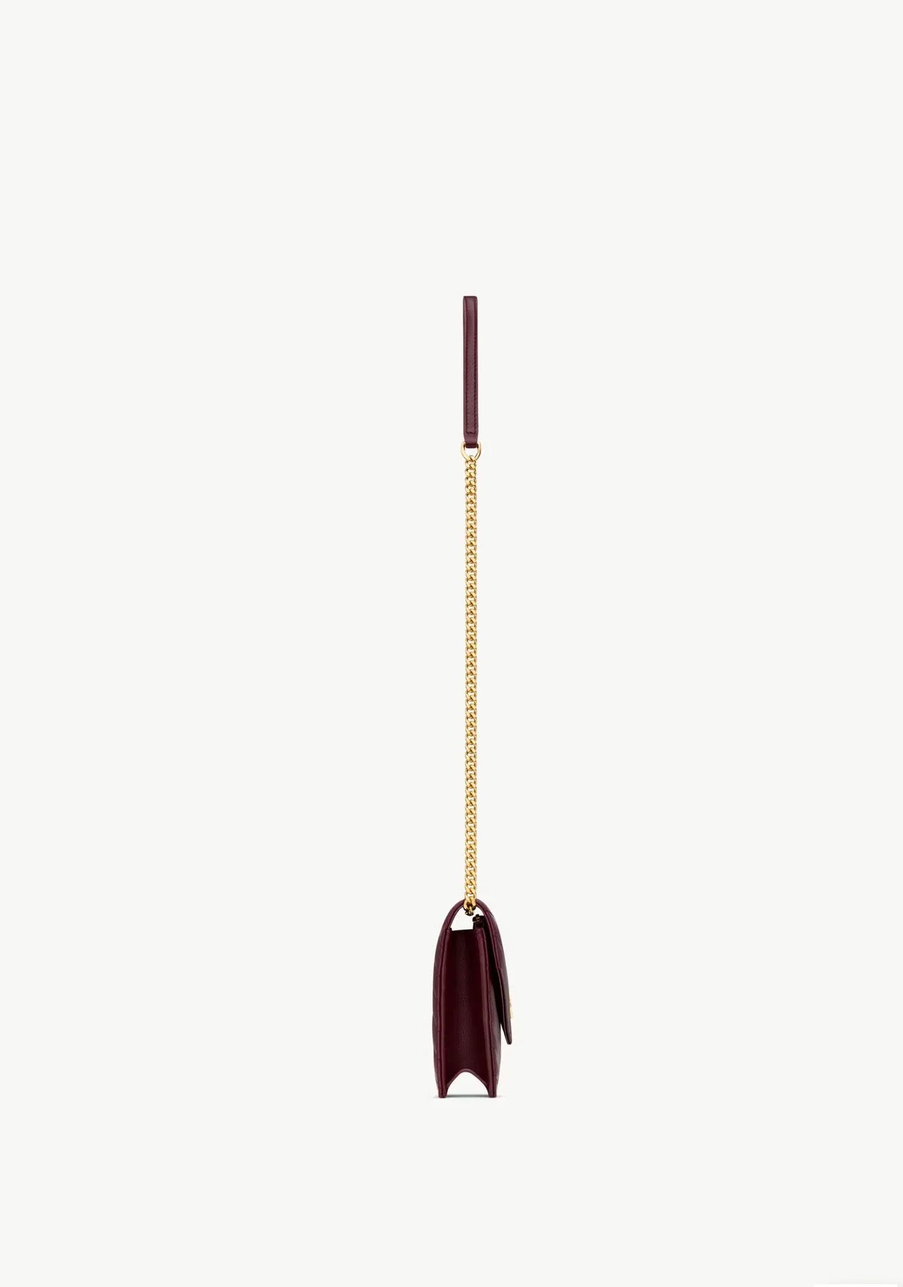 Cassandre Envelope Chain Wallet in Lambskin Rouge Cabernet by YSL available for hire in Camp Hill, QLD