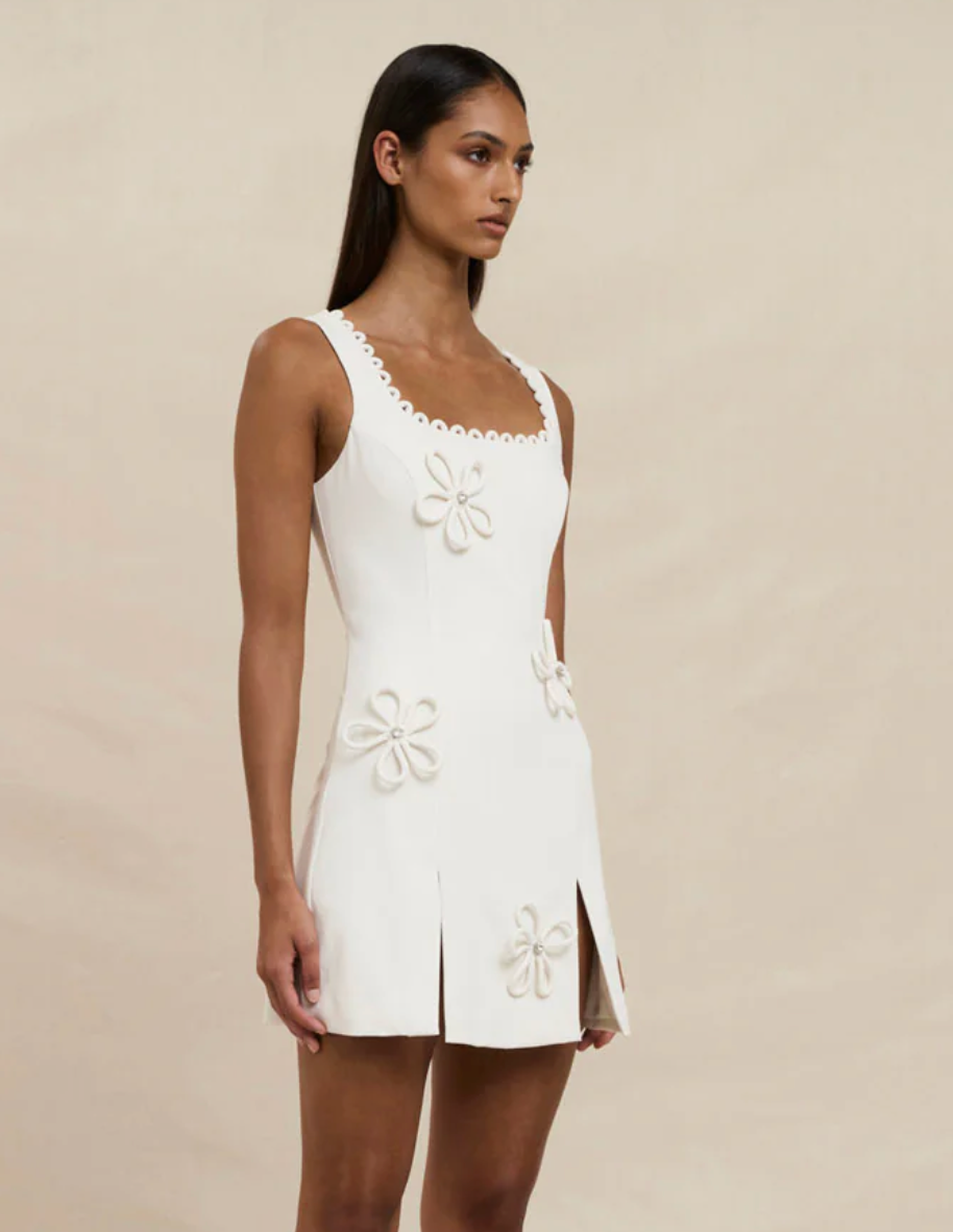 Flower form mini dress by By Johnny available for hire in Barrack Point, NSW