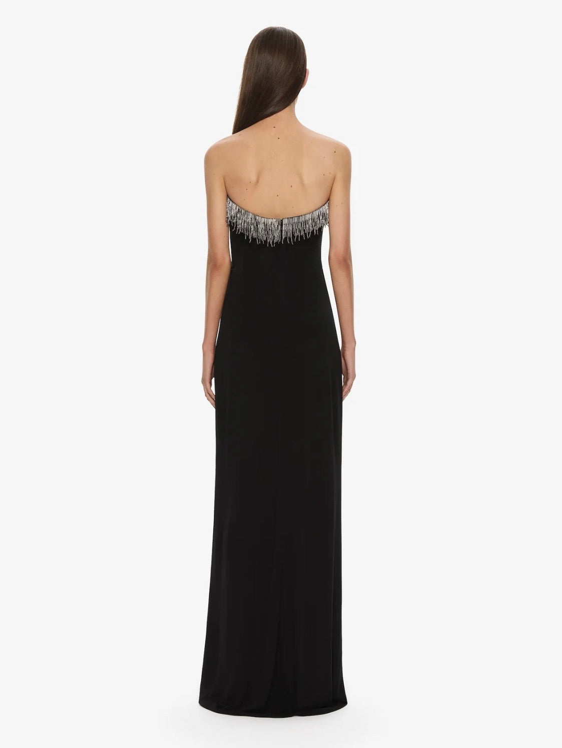 Arced Palm Strapless Fringe Dress by Christopher Esber available for hire in Mermaid Beach, QLD