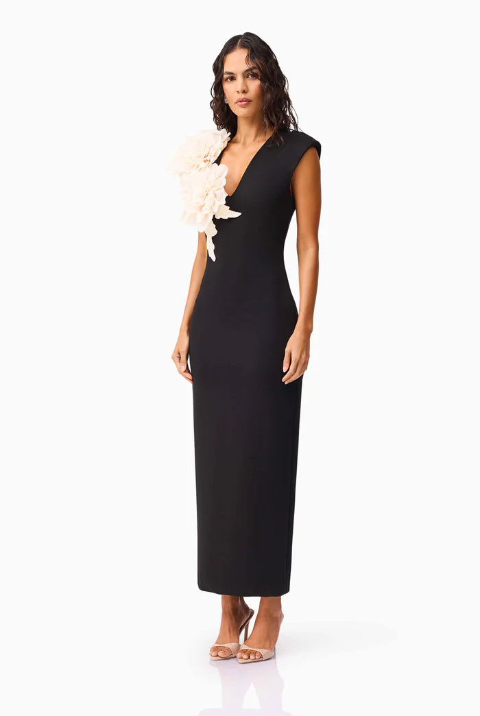 Zahara V-Neck Gown in Black by Elliatt available for hire in Camp Hill, QLD