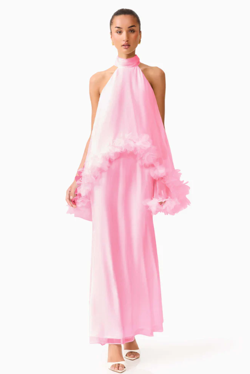 Poppy Cape Gown in Pink by Elliatt available for hire in Camp Hill, QLD