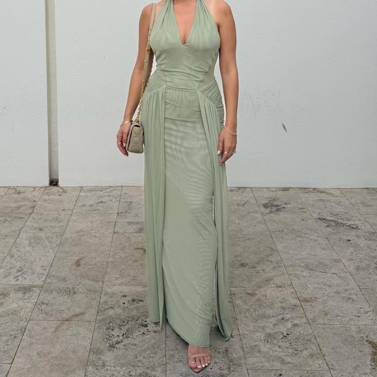 Juniper Halter Maxi Dress in Pistachio Size 8 by Bec & Bridge available for hire in Earlwood, NSW