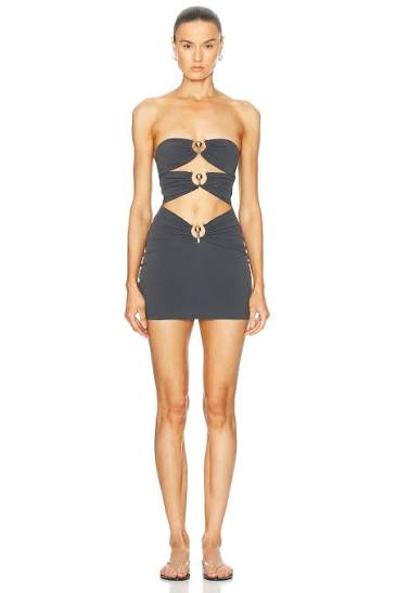 Christopher Esber pierced orbit mini dress grey by Christopher Esber available for hire in Australia