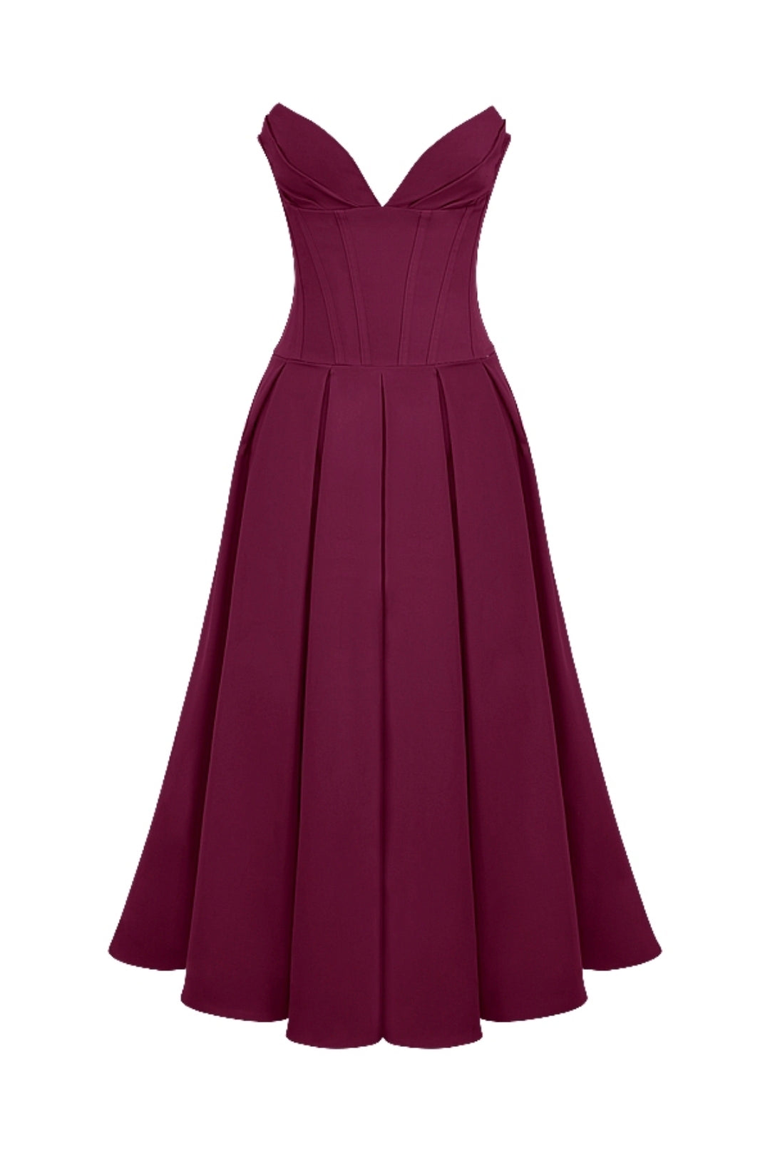 Lady Wine Strapless Midi Dress Size M by House of CB available for hire in Hampton East, VIC