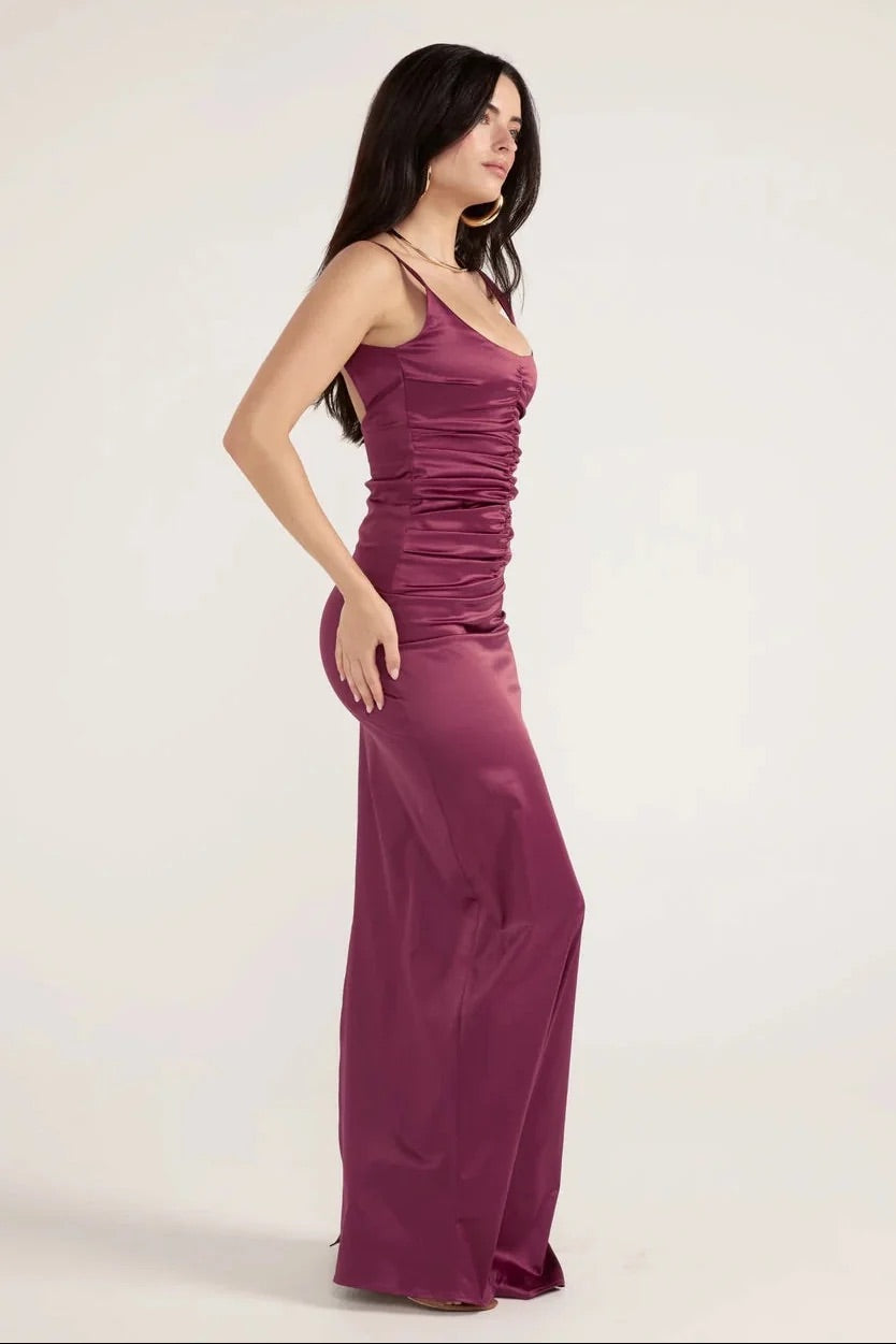 ANCE GRIA ATLEIN GOWN PLUM SIZE 6 8 10 by Ance Gria available for hire in Ivanhoe, VIC