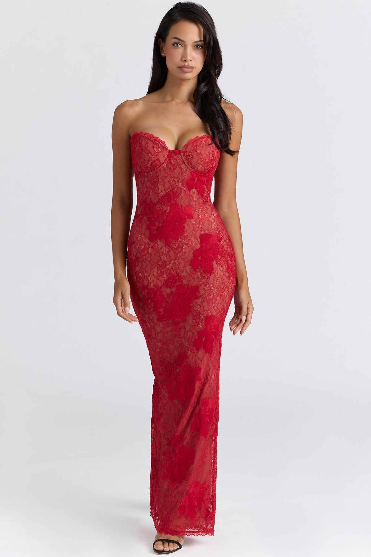 Lucienne Lace Embroidered Maxi Dress by House of CB available for hire in Gold Coast, Queensland