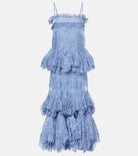 Zimmermann Eden Lace Handkerchief Dress Blue Size 1/AU10 by Zimmermann available for hire in Hampton East, VIC
