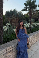 Zimmermann Eden Lace Handkerchief Dress Blue Size 1/AU10 by Zimmermann available for hire in Hampton East, VIC