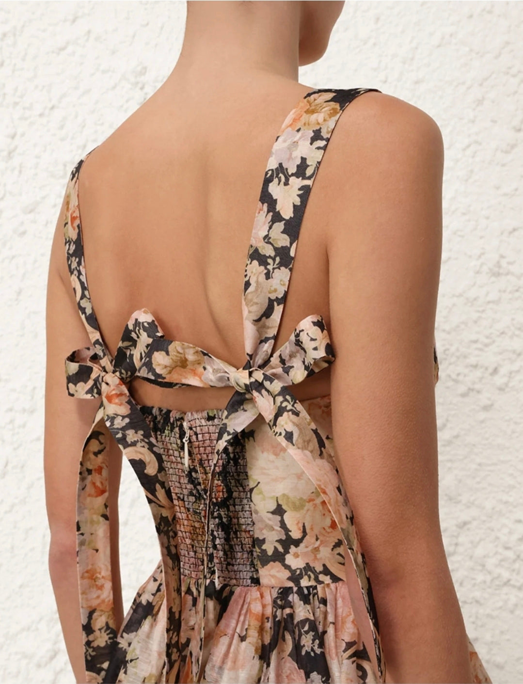 Zimmermann Illustration Midi Dress Tea Rococo Floral Size 3/AU14 by Zimmermann available for hire in Hampton East, VIC