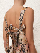 Zimmermann Illustration Midi Dress Tea Rococo Floral Size 3/AU14 by Zimmermann available for hire in Hampton East, VIC