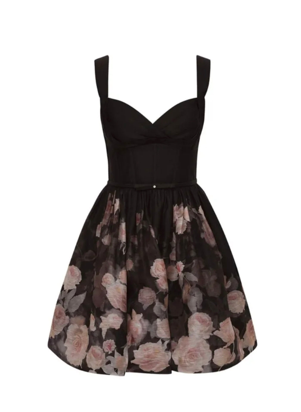 Zimmermann Crush Picnic Mini Dress Black Floral 4/AU16 by Zimmermann available for hire in Hampton East, VIC