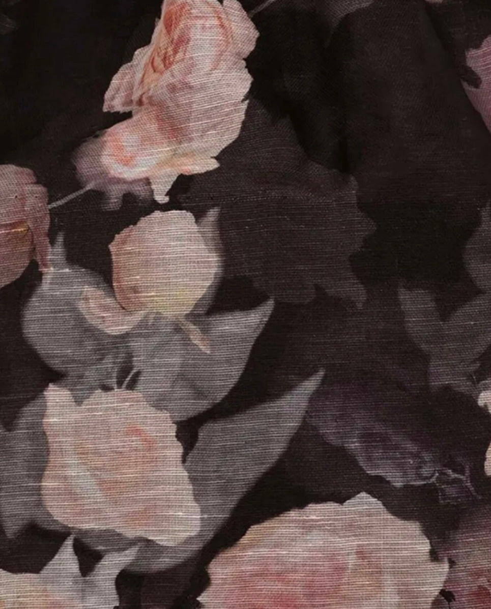 Zimmermann Crush Picnic Mini Dress Black Floral 4/AU16 by Zimmermann available for hire in Hampton East, VIC