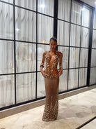 Backless crochet maxi dress  by Jaded London available for hire in Bondi, NSW