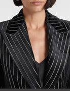 Suit blazer and pants Women’s Crystal-embellished pinstripe velvet by Alex Perry available for hire in Australia