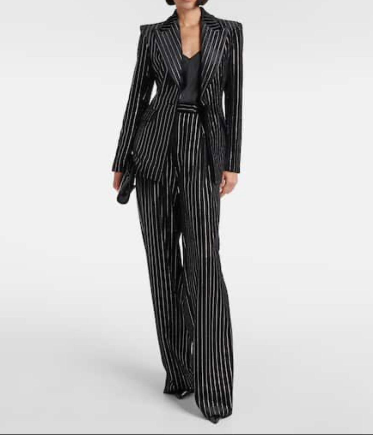 Suit blazer and pants Women’s Crystal-embellished pinstripe velvet by Alex Perry available for hire in Australia