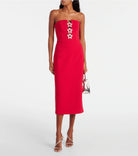 Rebecca Vallance Akari Strapless Midi Dress Red Size 8 by Rebecca Vallance available for hire in Hampton East, VIC