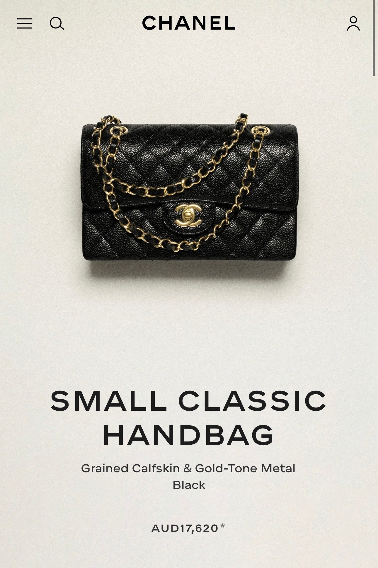 Chanel classic bag  by Chanel available for hire in Australia
