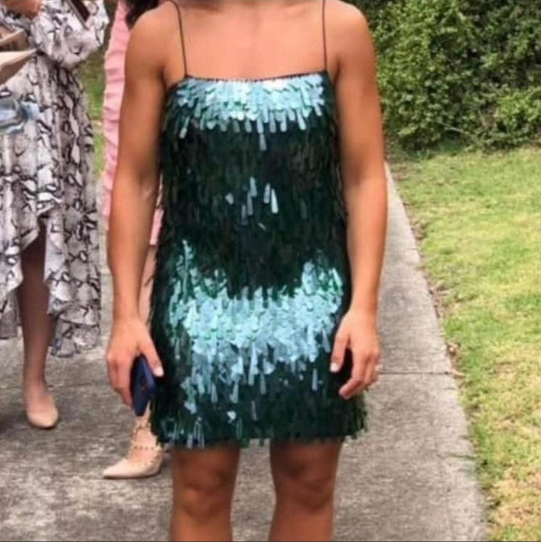 Rachel Gilbert Taylah Mini Green 0/AU6 by Rachel Gilbert available for hire in Hampton East, VIC