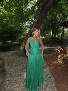 Aurelia gown in Green by OXA Couture available for hire in Gold Coast, QLD