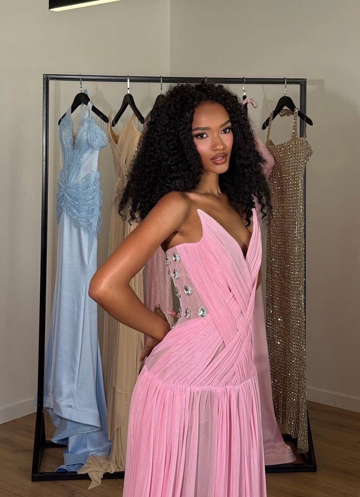 Aurelia gown in Pink by OXA Couture available for hire in Gold Coast, QLD