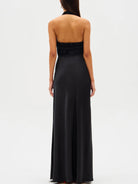 Celine Black Satin Maxi Dress  by Misha available for hire in Mermaid Beach, QLD
